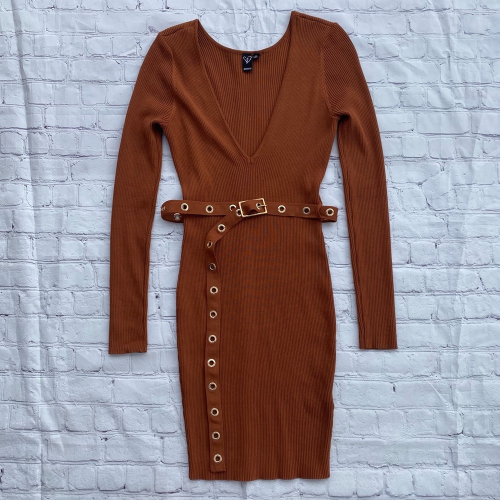 Rusted Long sleeve midi dress